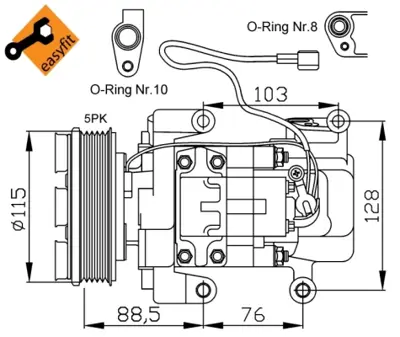 NRF 32681G Mazda 5 1.8 05-Compressorswith Pag Compressor Oil H12A1AJ4EZ