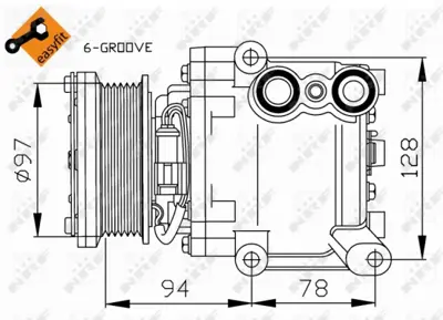 NRF 32724 Klıma Kompresor Fıesta Cb1 08>12 Fıesta Ccn 12>17 Benzınlı 1.25-1.4-1.6 8V5119D629EG