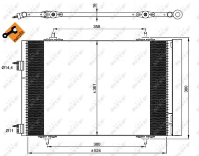 NRF 35945 Klıma Radyatoru (Kondenser) P508 C5 Iıı Dv6c Ep6c Ep6cdt Ep6dt Olcu: (524×361×16) 9686085780