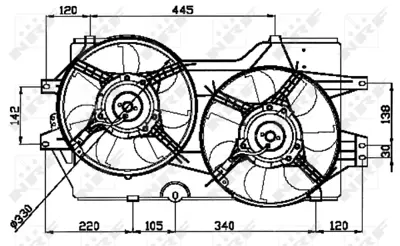 NRF 47031 Chrysler Voyager 2.4 95-Fan Complete 