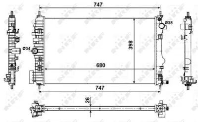 NRF 53774 Motor Su Radyatoru Opel Insıgnıa 2.0 09- 13241723 13241728 22762532