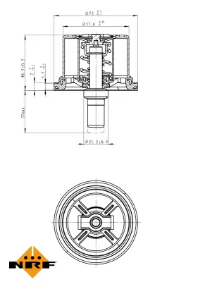 NRF 725099 Termostat (82°) Volvo Fh12 Fh16 Fl6 Fl7 Fl10 Fm12 Fs7 F12 F16 Daf Xf 105 Xf 95 Cf 75 Cf 85 75 Renaul 11537835558