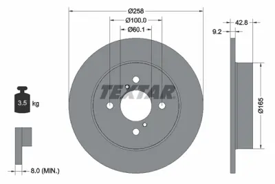 TEXTAR 92227903 Fren Dıskı Arka 5561160J01000:5561160J01