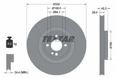 TEXTAR 92275403 Fren Dıskı Ön 34116858071 34106784366 34116855781