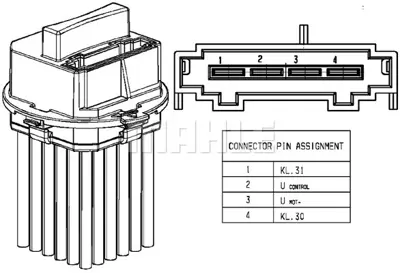 BEHR MAHLE ABR 53 000P Klıma Fan Regulatoru C-Class W204 07>14 E-Class W212 09>15 A2048707710