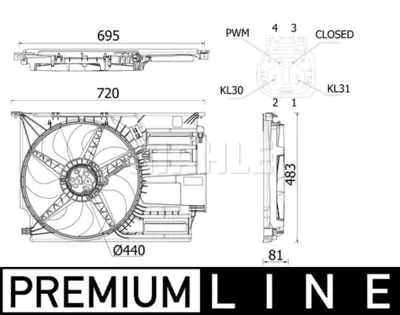 BEHR MAHLE CFF 531 000P Komple Fan 4 Kutuplu Premıum Lıne Mını F55 F56 F57 17427617607 7617607