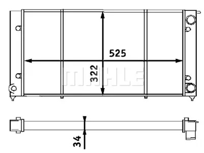 BEHR MAHLE CR 340 001S 8mk376713-304 Radyatör Caddy I 82-92 -Golf I-Iı 76-92 -Jetta I-Iı 78-91 -Toledo I 91-99 525x 322x34  1L0121253B 321121253K