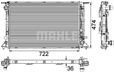 BEHR MAHLE CR 912 000P Motor Su Radyatoru (720x468x36) Audı A4 A5 Q5 Macan 2.7tdı 3.0tdı 3.2fsı 3.0tfsı 08>> 8K0121251Q 9A712125110