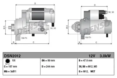 DENSO DSN2012 Mars Motoru 12v 3kw Is Makınası Caterpıllar Melroe (Bobcat) 