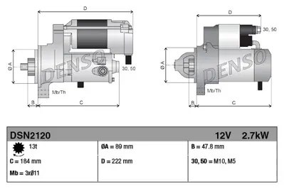 DENSO DSN2120 Dsn2120 Sta R 12v 2.7kw 