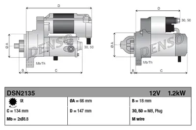 DENSO DSN2135 Dsn2135 Sta Ra 12v 1.2kw 