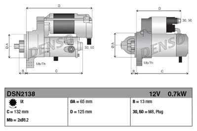 DENSO DSN2138 Dsn2138 Sta Ga 12v 0.7kw 