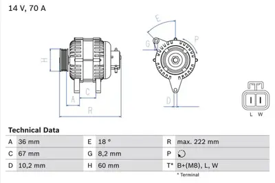 BOSCH 0 986 043 101 Alternatör Y17dth Combo-C Astra-G 97189112