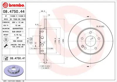 BREMBO 08.4750.44 Fren Dıskı On (Havalandırmasız) C-Class W202 93>00 A2024210212