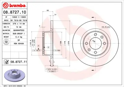 BREMBO 08.8727.10 Arka Fren Aynası C5 2.2hdı 2.0hdı 1.8 16v 3.0 V6 2.0 16v Hpı 2.0 16v 01> E169143