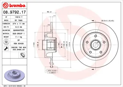 BREMBO 08.9792.17 Arka Fren Aynası Laguna Iı 1.9 / 2.2 Dcı / 2.0 16v 01> 8671018108