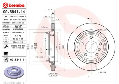 BREMBO 09.6841.14 Arka Fren Aynası E39 528ı 535ı 540ı 34216767060