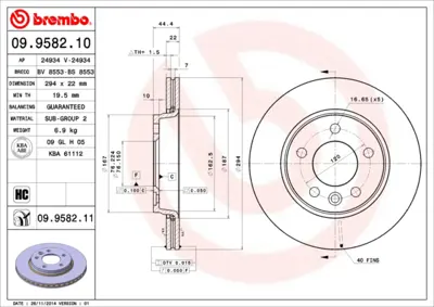 BREMBO 09.9582.10 Arka Fren Aynası Havalı Transporter T5 1.9tdı 2.0 2.5tdı 04 / 03> Multıvan V 04 / 03> 7H0615601B