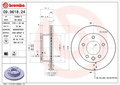 BREMBO 09.9618.24 On Fren Aynası Sprınter 208d / 210d / 212d / 214 95> Lt28 Lt46 96> A9024210912