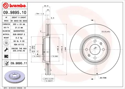 BREMBO 09.9895.10 On Fren Aynası Scenıc Iı 1.9dcı 06 / 03 08 / 05 2.0 / 2.0 16v 06 / 03> 1.5dcı / 1.6 / 2.0 04 / 04> 1 8671017844