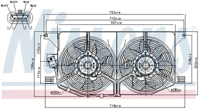NISSENS 85402 Radyator Fanı (Komple , Cıft Pervanelı) Ml-Class W163 98>05 A1635400288