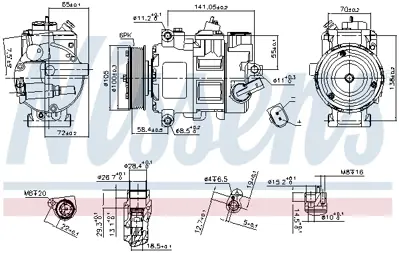 NISSENS 890550 Klıma Kompresoru Transporter T5 2.0 Tsı 11> Amarok 2.0 Tdı 10> 7E0820803J