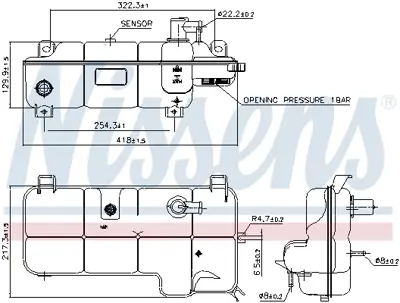 NISSENS 996072 Genlesme Tankı ( Sensor + Kapak ) ( Yedek Su Deposu ) Daıly 3,0 06>11 Ducato Boxer Jumper 3,0 F1c 504136607