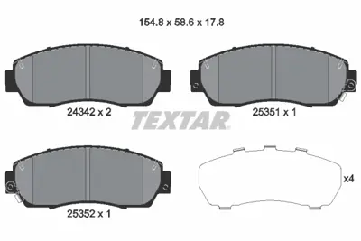 TEXTAR 2434201 Fren Balatası Ön H4502SHJ003