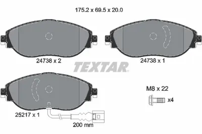 TEXTAR 2473803 Fren Balata Seti Fren Balata Seti JZW698151AT JZW698302DG