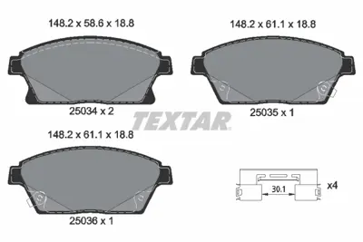 TEXTAR 2503401 Fren Balata Seti Astra J 1.7 - 1.3 Cdtı 13301234 23242201 95530017