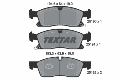 TEXTAR 2519002 Fren Balata Seti Fren Balata Seti V1012369AA