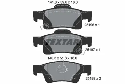 TEXTAR 2519601 Fren Balata Seti Fren Balata Seti K68052387AA