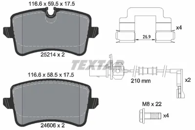 TEXTAR 2521403 Fren Balatası Arka 4G0698451C 4G0698451K 95B698451E
