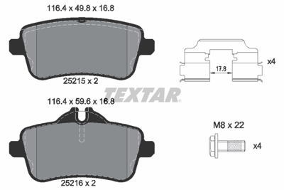 TEXTAR 2521505 Fren Balata Seti Gle Amg 43 4-Matic - Gls 350 D 4-Matic A0064206320