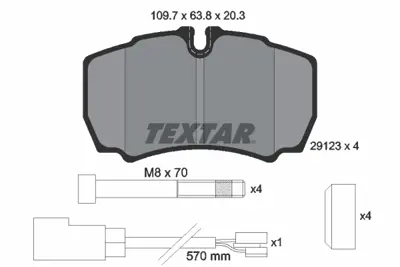 TEXTAR 2912307 Fren Balata Seti 2.2 Tdci - 2.3 16v Rwd 1718023 8C1V2MM008AA