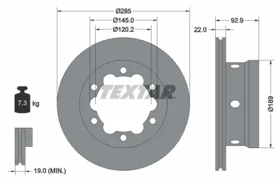 TEXTAR 92089803 Fren Diski Pro Lt28-46 Iı 2.3 Sdı - 2.5 Tdı 2d0615601b 2D0615601B A9044230512