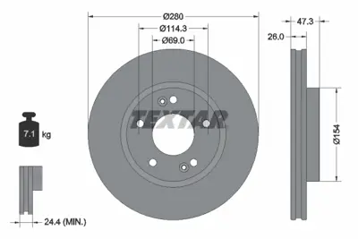 TEXTAR 92133905 Fren Diski Pro Hyundai  517123K010 S517122K100
