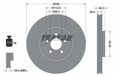 TEXTAR 92143903 Fren Dıskı Ön 8E0615301T