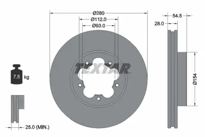 TEXTAR 92151803 Fren Diski Pro Transıt 2.2 Tdci 1503290 ME6C1J1125BB