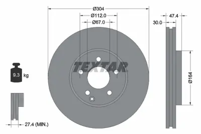 TEXTAR 92152105 Fren Diski E240 4-Matic - E320 4-Matic - T-Model E350 T 4-Matic A2114211212
