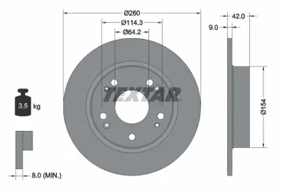 TEXTAR 92164303 Fren Diski Cıvıc Vııı Hb 1.4 - Type R 42510tr3a00 42510TR3A00