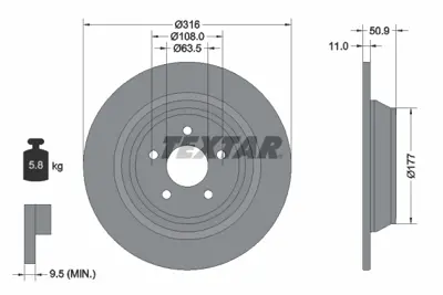 TEXTAR 92292503 Fren Diski Pro  GV612A315BA