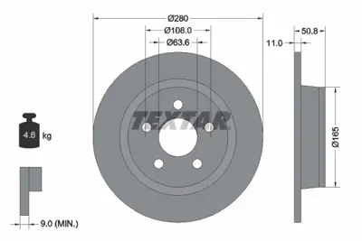 TEXTAR 92326403 Fren Dıskı Arka KV6C2A315BC