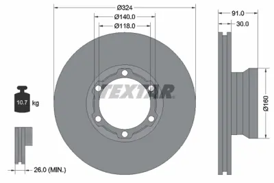 TEXTAR 93087600 Fren Diski T2/Ln1 O 609 D - O 611 D - O 614 D 6684210212 A6704210312