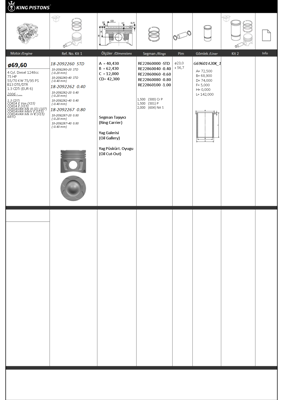 KING PISTON 18-2092267-20 Motor Pıston+segman (Rıken) Corsa E Van (X15) Corsa E (X15) Corsavan Mk Iıı (D) (S07) Corsavan Mkıv  87-73463