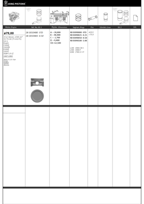 KING PISTON 18-3010480 Motor Pıston+segmanı ( Rıken )  79,00+stdmm Cap Astra Iı 1.6 I Kat Corsa Kadett Vectra Ascona C16nz- 87-71685 624201