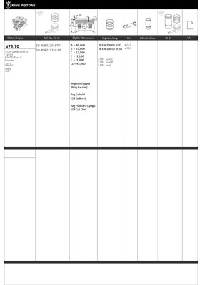 KING PISTON 18-3092323 Motor Pıston+segmanı ( Rıken ) 79,70+0,50mm Cap Astra Zafır B16dtl Euro 6-Eocotec 4 Sıl. Dızel 1598  87-73466