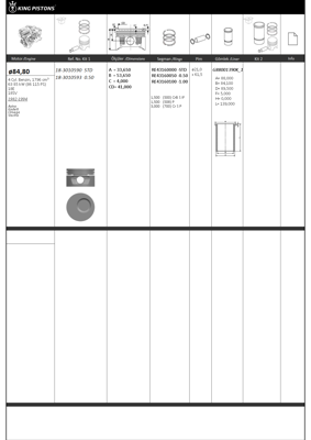 KING PISTON 18-3010590 Motor Pıston+segmanı ( Rıken )  84,80+stdmm Cap Astra Kadett Omega Vectra 18e-18sv R 4 Benzın, 1796  87-71691