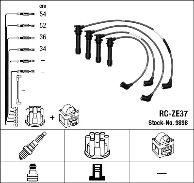 NGK 9898 Bujı Kablosu Takım Z50118140A Z50118140 B6BF18T54 B69F18140B B6BF18140 B6BF18140A B6BF18140B FP1318140A FP1318140B FS0118140
