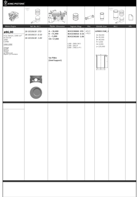KING PISTON 18 3010638 Pıston Segman 100 87.00 ( Opel:Omega Vectra ) (C20ne 8 20ne-C20ne) 
